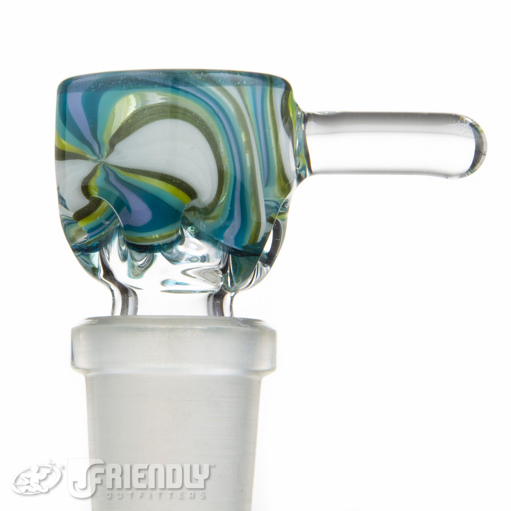 Liberty Glass 14mm White and Blue Multi Pinch Slide #59