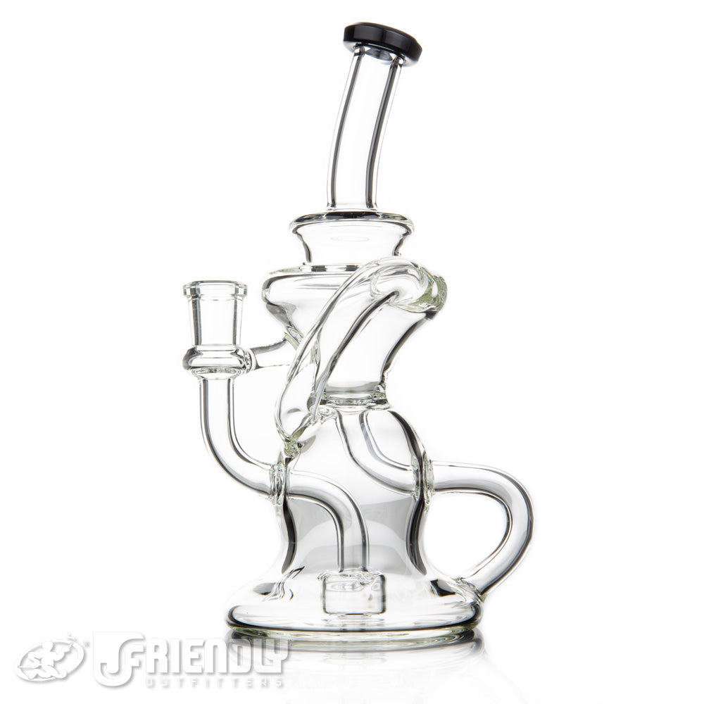 Nev Glass 14mm Hour Glass Can Recycler w/Black Lips