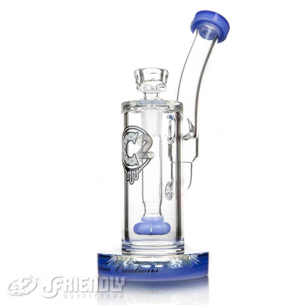 C2 Custom Creations 14mm Shower Head Bubbler w/Blue Lips and Perc