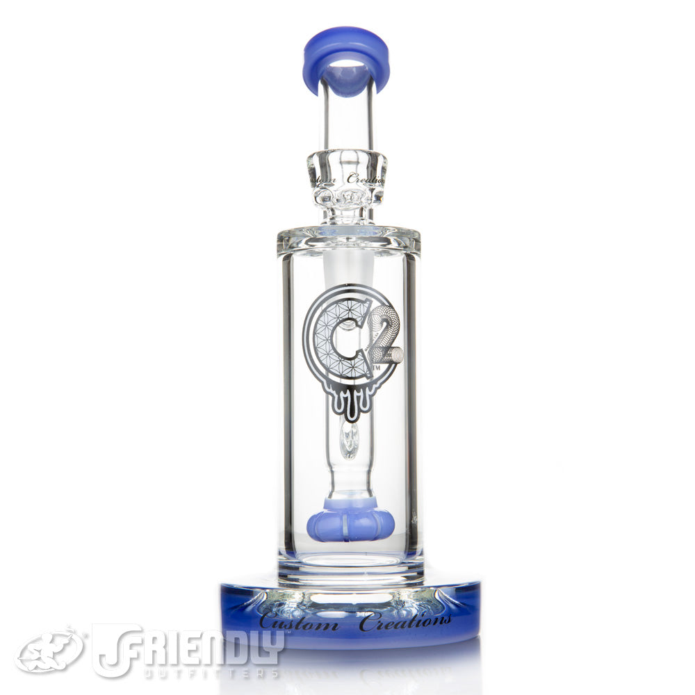 C2 Custom Creations 14mm Shower Head Bubbler w/Blue Lips and Perc