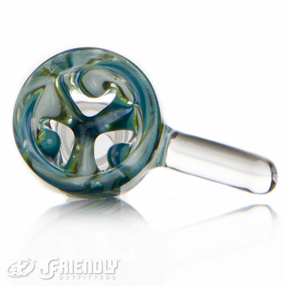 Liberty Glass 14mm White and Blue Multi Pinch Slide #59