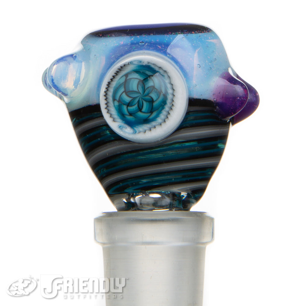 Oregon J Glass 14mm Blue Spiral Three Hole Slide #8