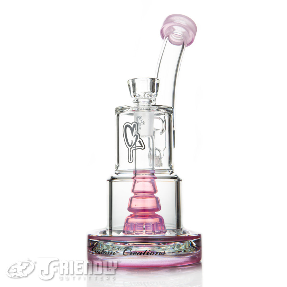 C2 Custom Creations 50/80mm Cake Bubbler w/Sprocket Perc and Bright Pink Accents