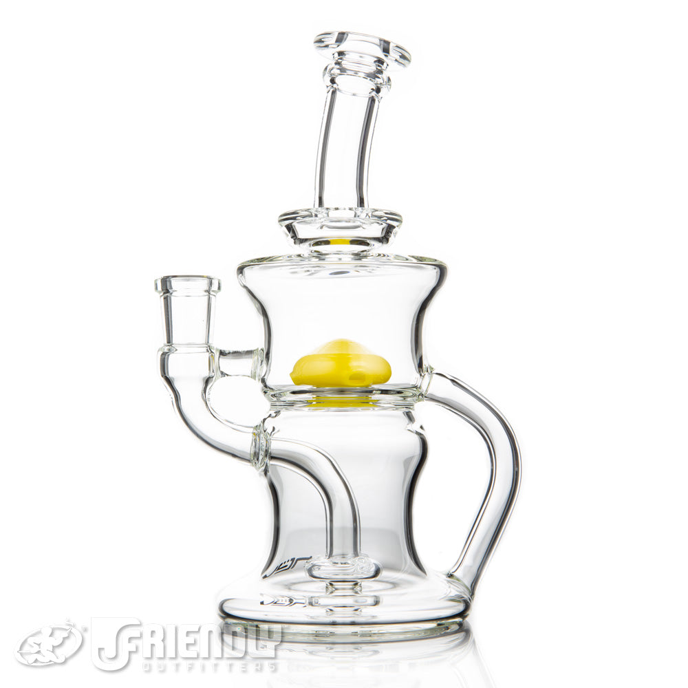 Nev Glass 14mm Full Can Recycler with Yellow Perc