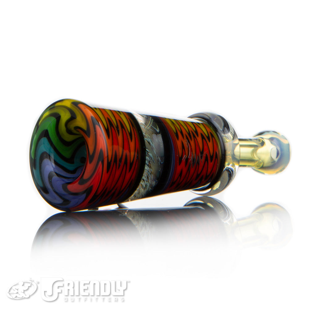 Amar Glass Rainbow Wig Wag Chillum w/Encased Opal