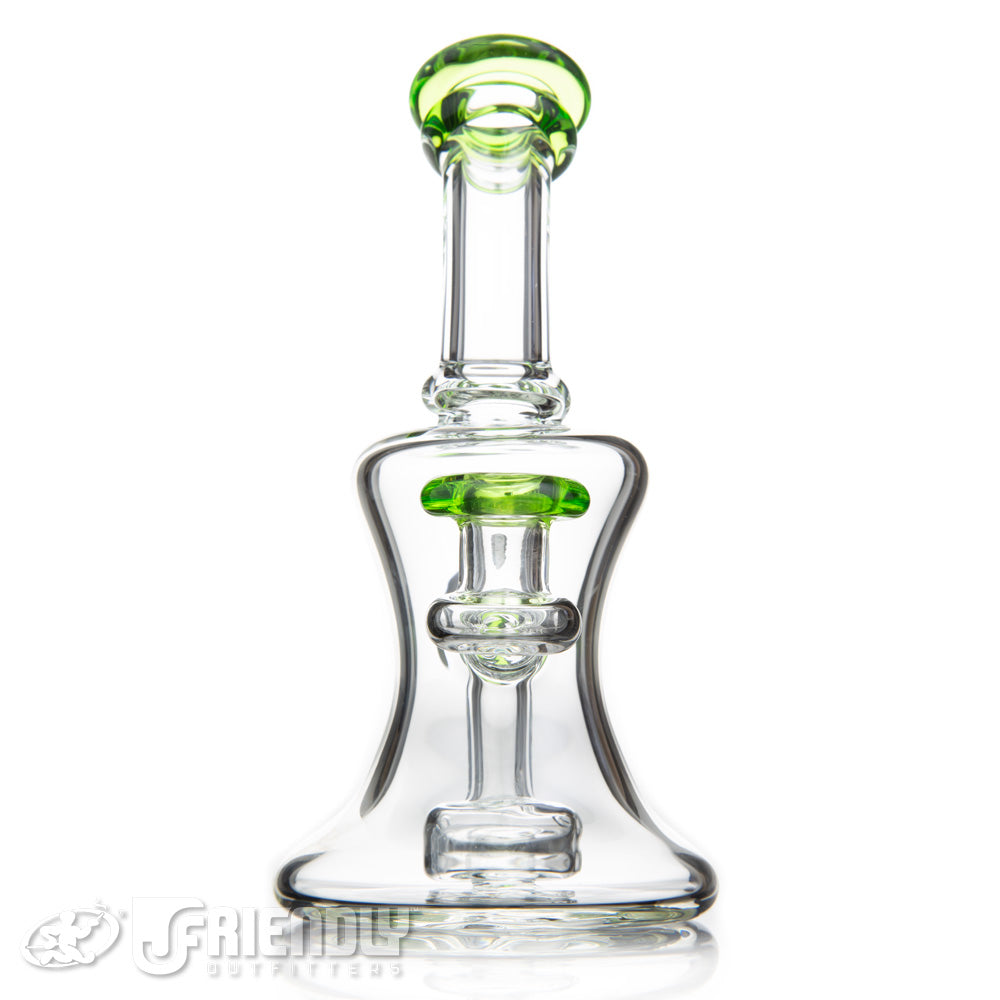 Busha Glass 10mm Multi Hole Rig W/Green Accents