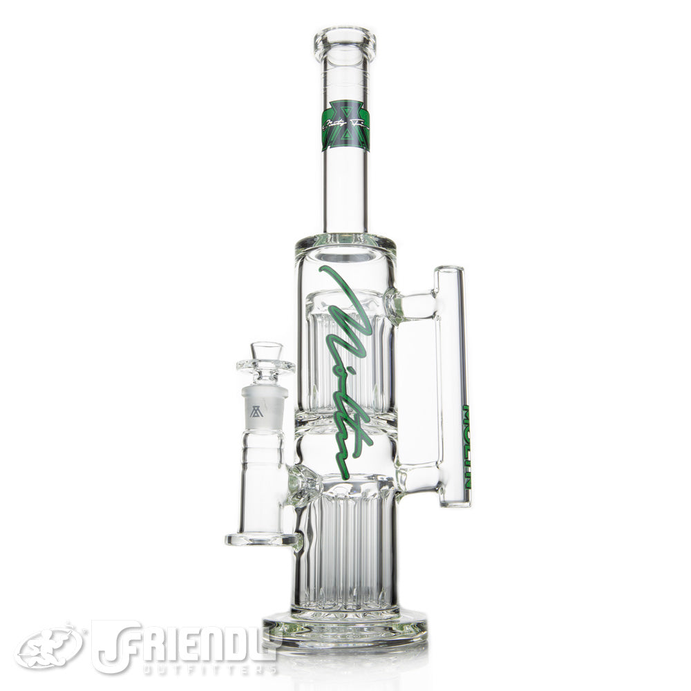 Moltn Glass 65 Double Tree Tube w/ Green and Black Label