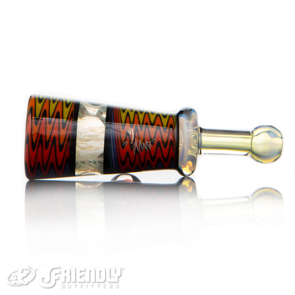 Amar Glass Rainbow Wig Wag Chillum w/Encased Opal