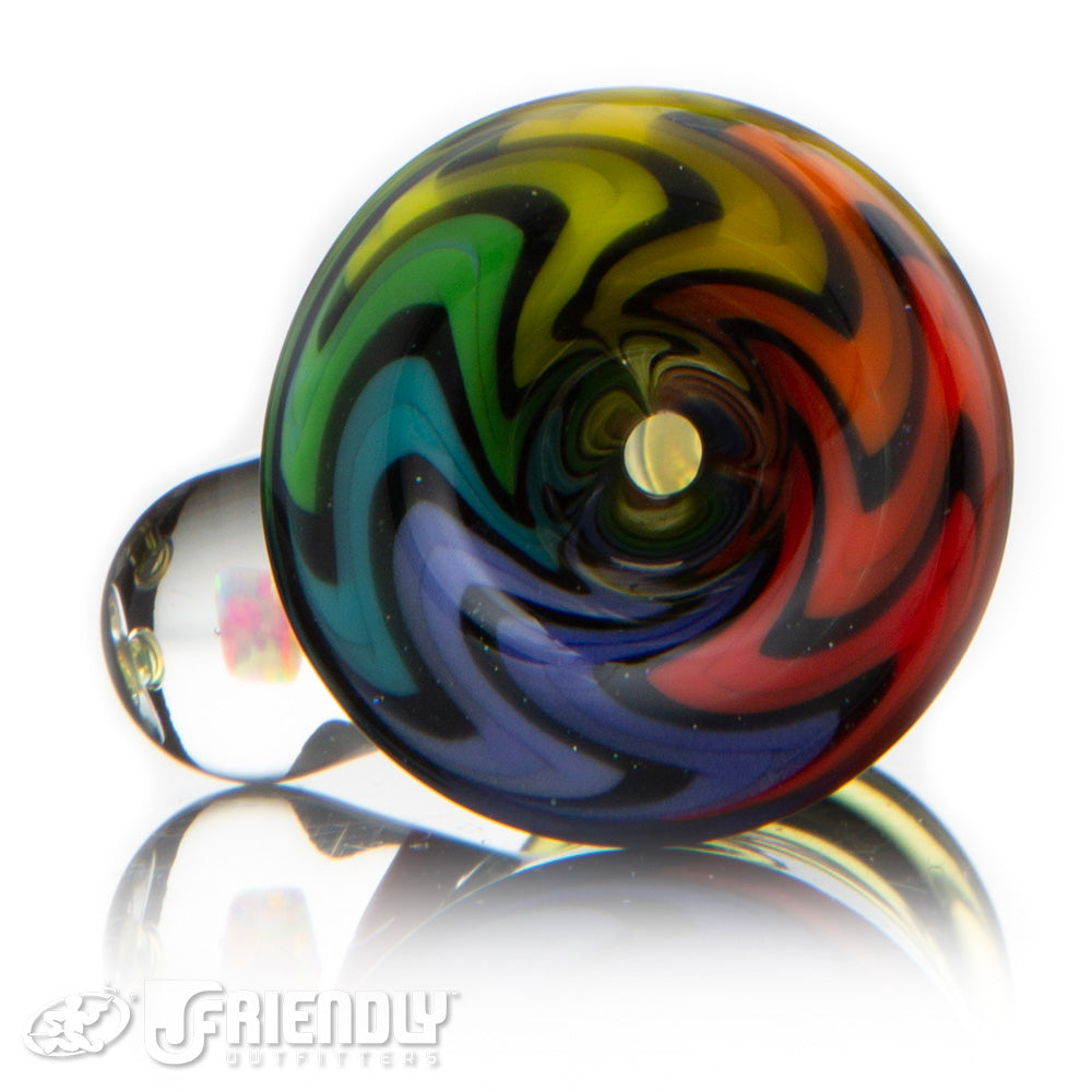 Amar Glass Rainbow Wig Wag Chillum w/Encased Opal