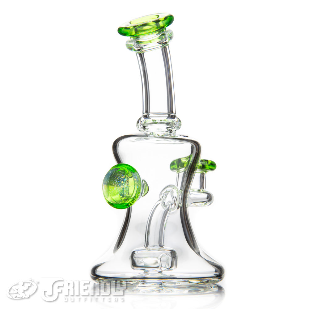 Busha Glass 10mm Multi Hole Rig W/Green Accents