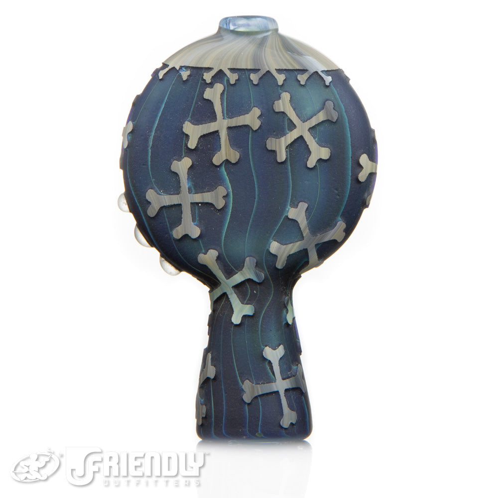 Liberty Glass Carved Blue Chillum