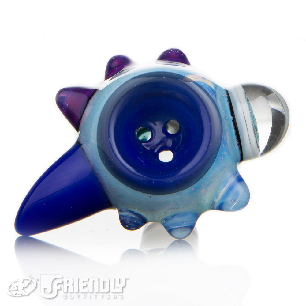 Oregon J Glass 14mm Blue Spiral Three Hole Slide #8