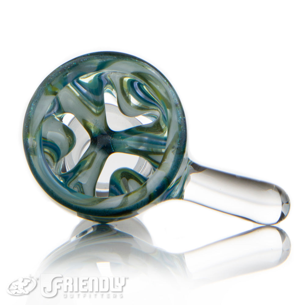 Liberty Glass 18mm Green and White Multi Pinch Slide #64