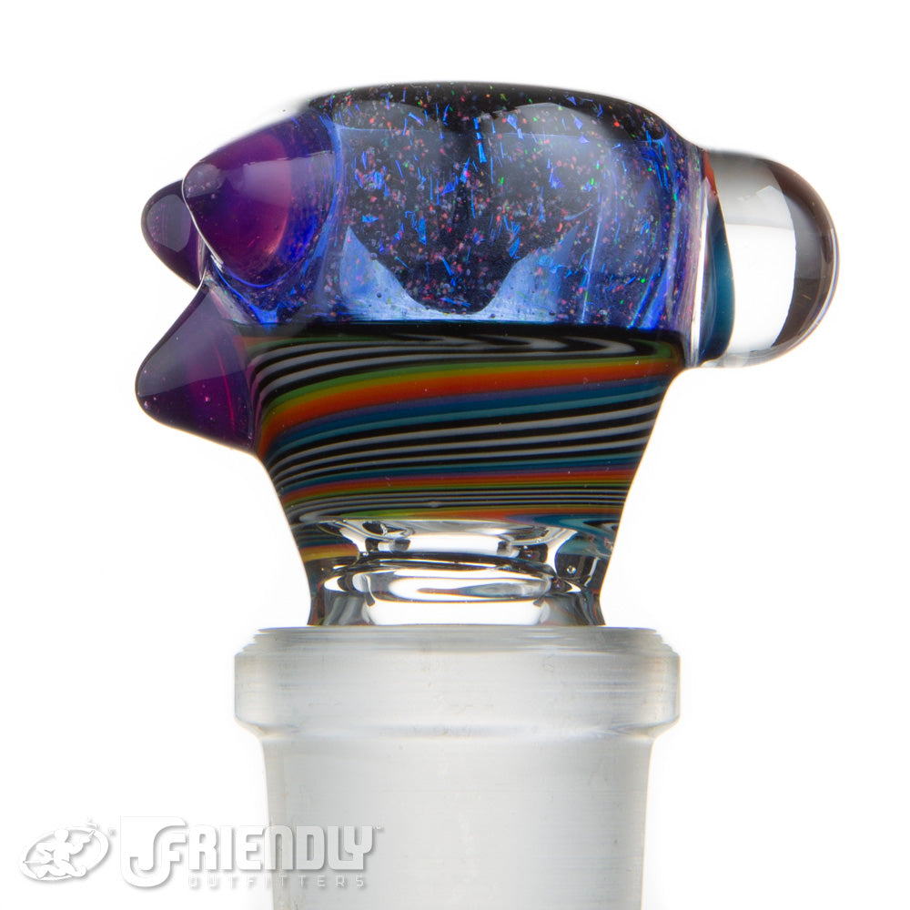 Oregon J Glass 18mm Blue Rainbow Three Hole Slide #1