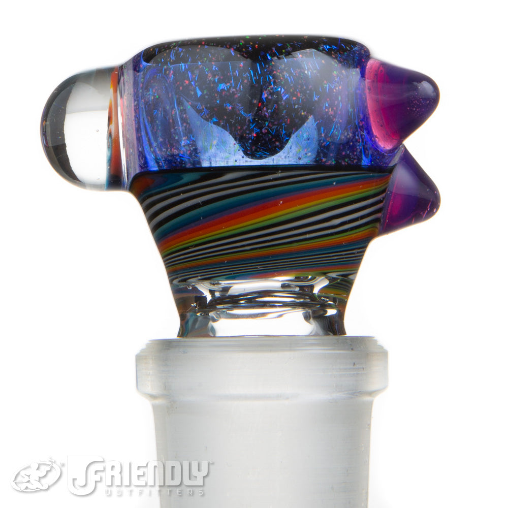 Oregon J Glass 18mm Blue Rainbow Three Hole Slide #1