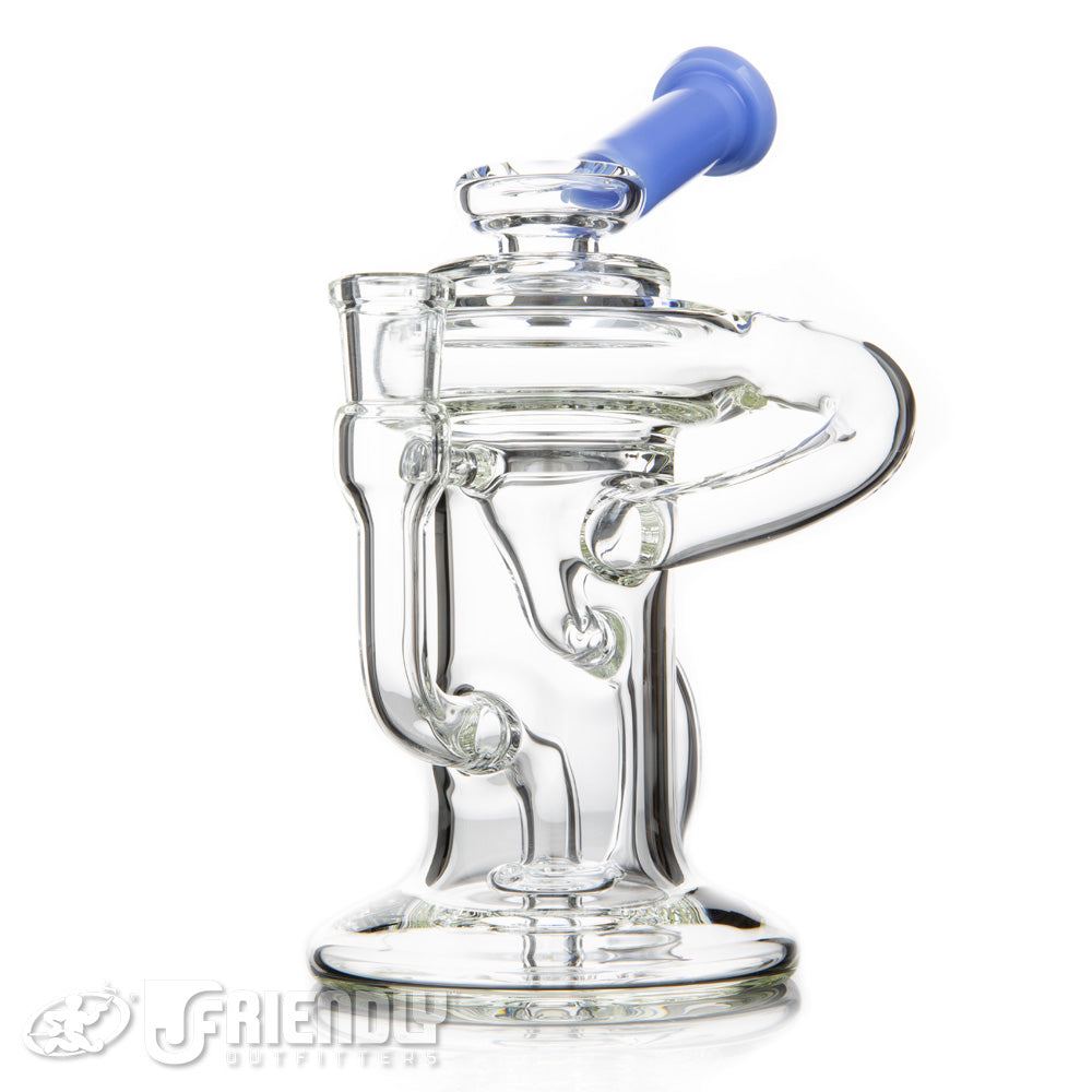 Nev Glass 14mm Full Can Recycler w/Extended Mouth Piece and Blue Lip