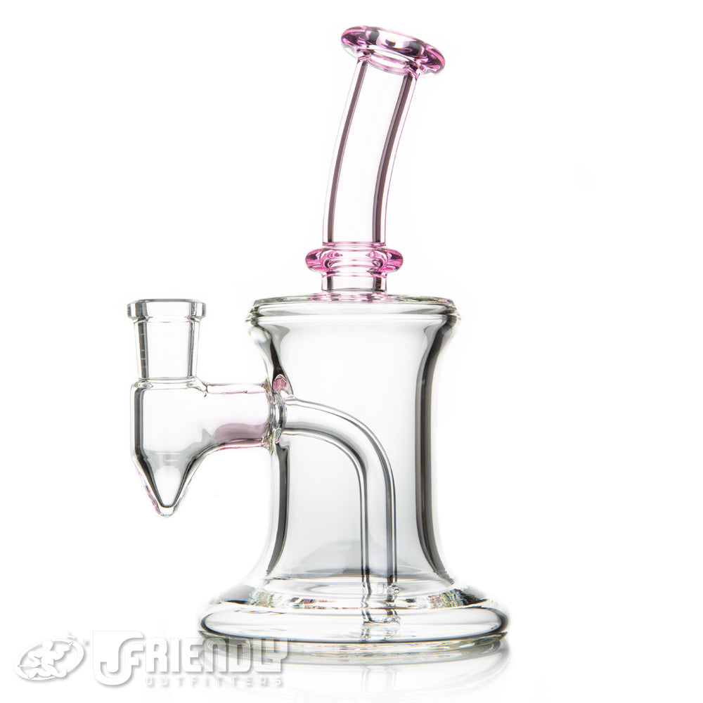 Nev Glass Hour Glass Two Hole Bubbler w/Pink Mouth Piece