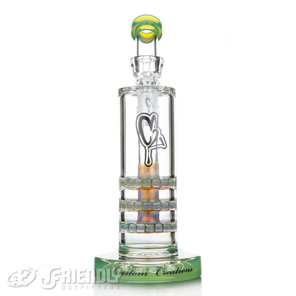 C2 Custom Creations 50mm Triple Ratchet Bubbler w/Green Accents