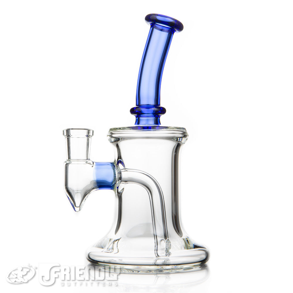 Nev Glass Hour Glass Two Hole Bubbler w/Electric Blue Mouth Piece
