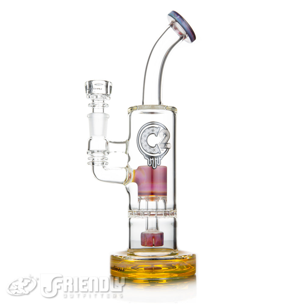 C2 Custom Creations 19mm Shower Head to Ratchet Bubbler w/Yellow and Serendipity Accents