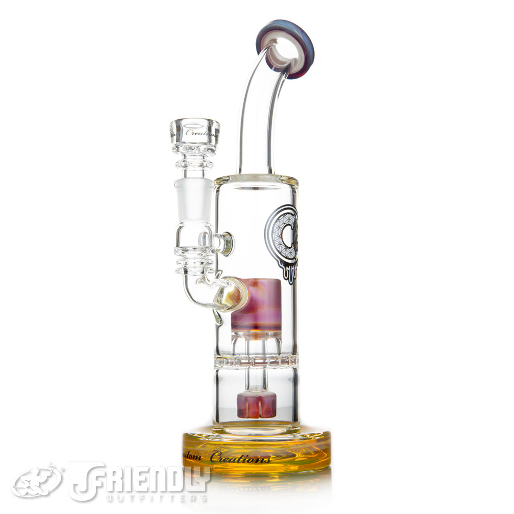 C2 Custom Creations 19mm Shower Head to Ratchet Bubbler w/Yellow and Serendipity Accents