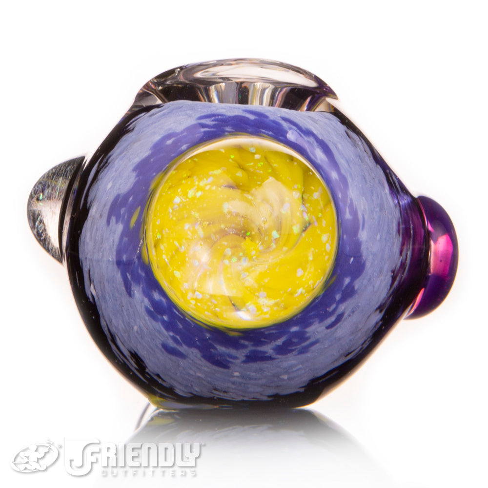 Oregon J Glass Purple and Yellow Thick Spoon w/DIchro
