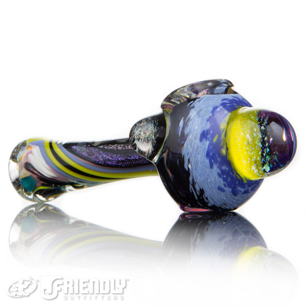 Oregon J Glass Purple and Yellow Thick Spoon w/DIchro
