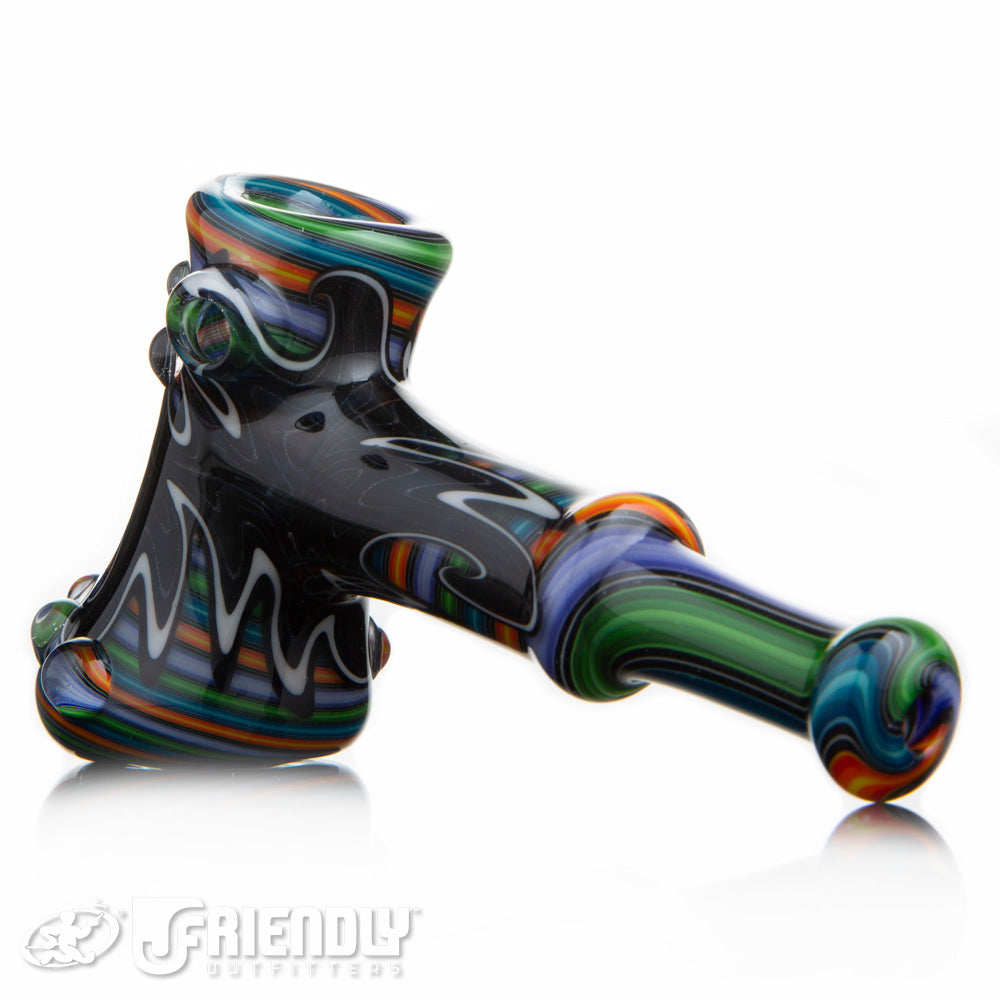 Fat Bottom Glass Black Blue and Orange Double Layer Hammer