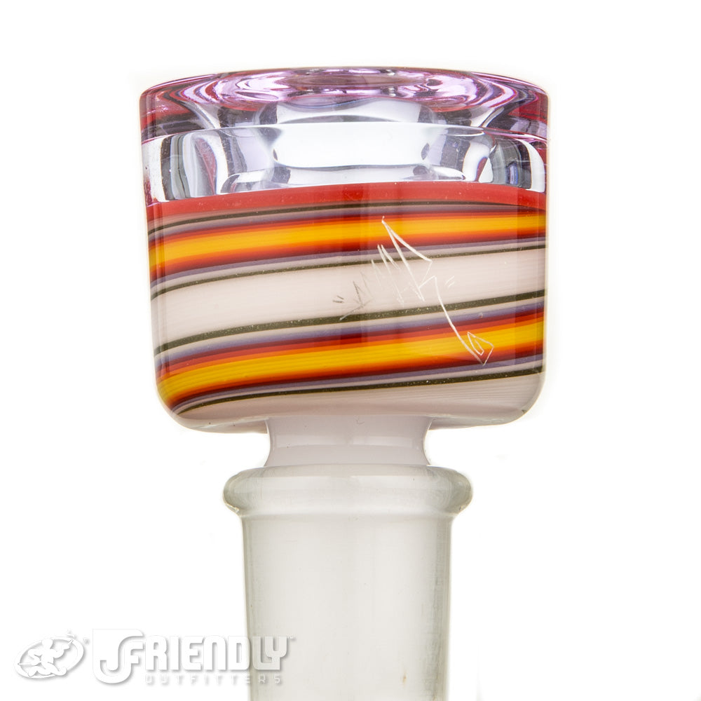 AMAR Glass 14mm White and Orange Spiral Single Hole Slide #20