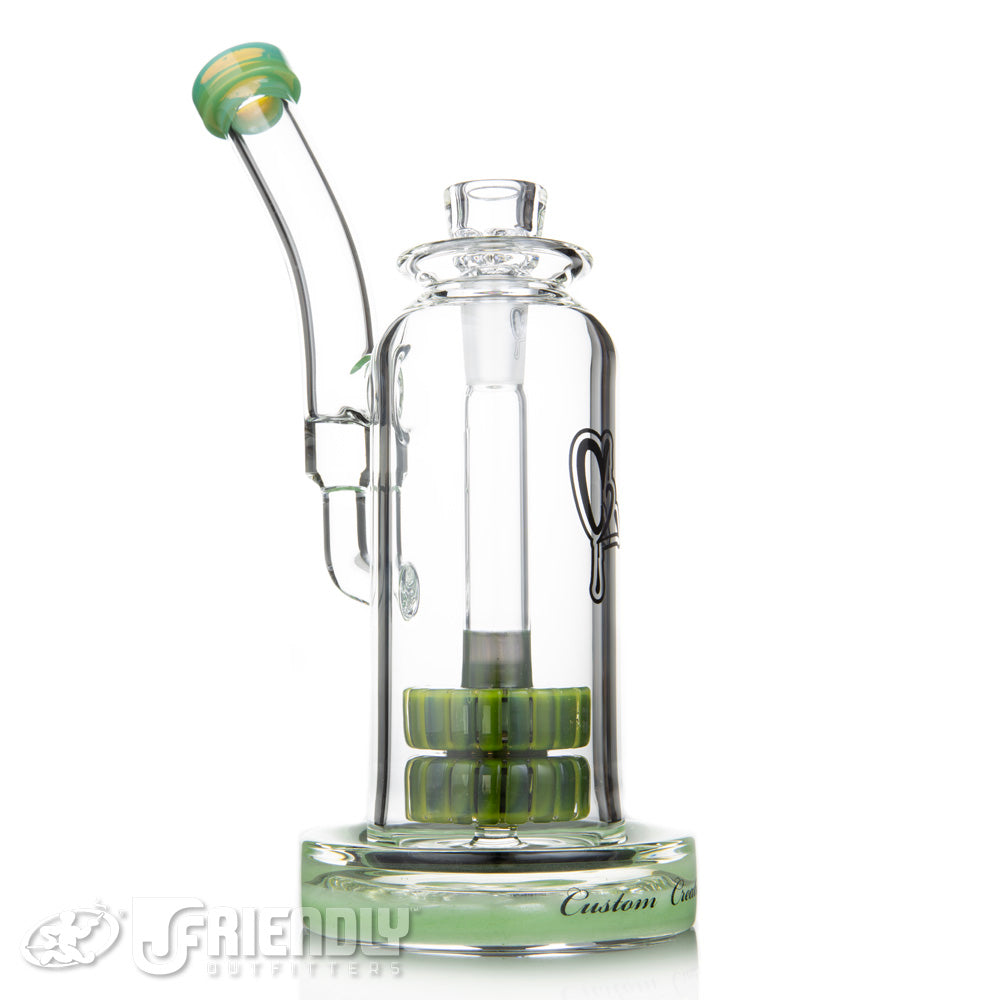 C2 Custom Creations 65mm Fat  Double Shower Head Bubbler w/Green Accents