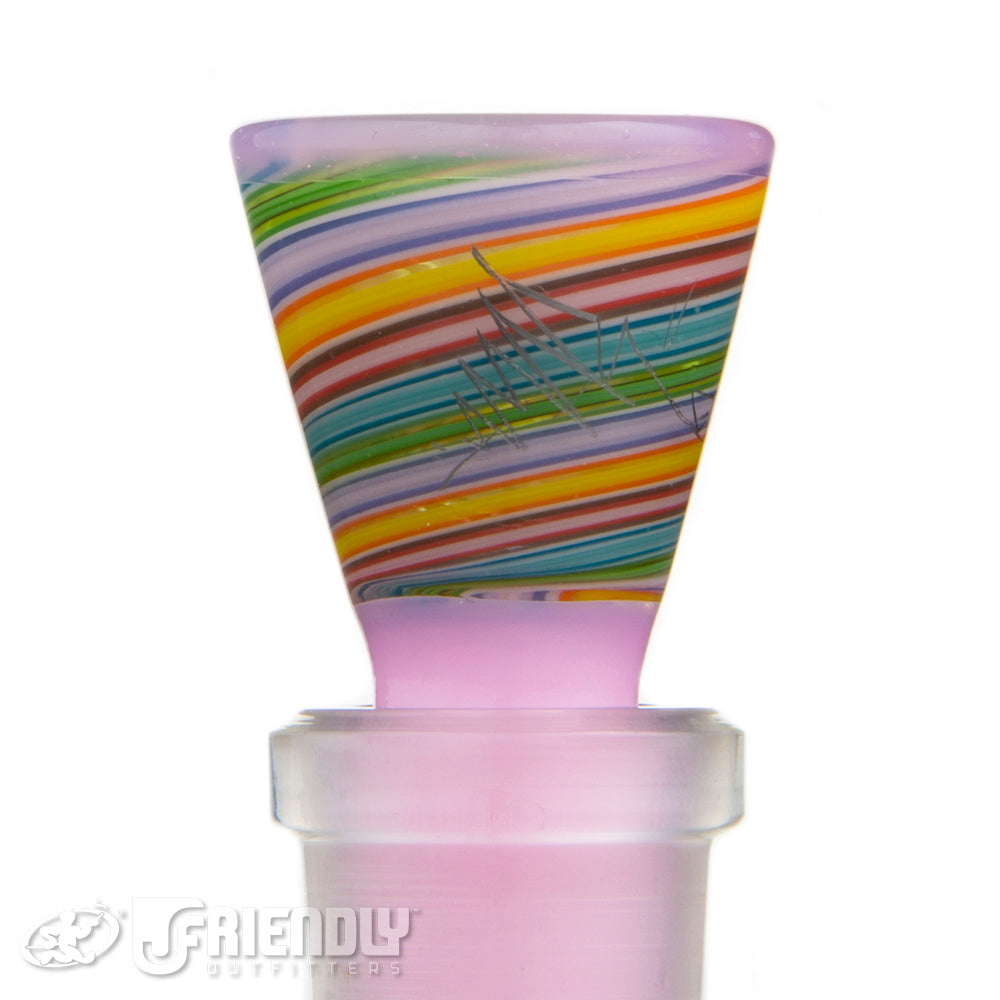 Amar Glass 14mm Pink Rainbow Martini Slide #2