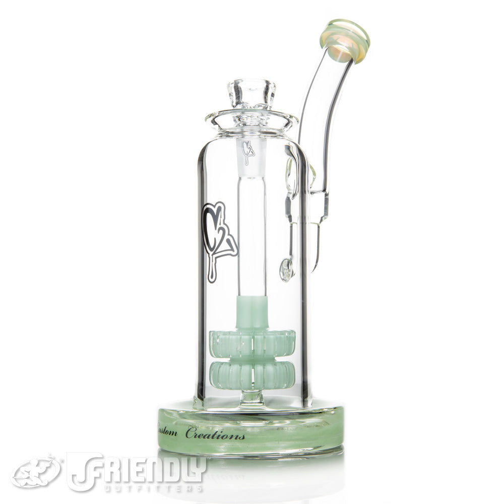 C2 Custom Creations 65mm Fat Double Shower Head Bubbler w/Lime Accents