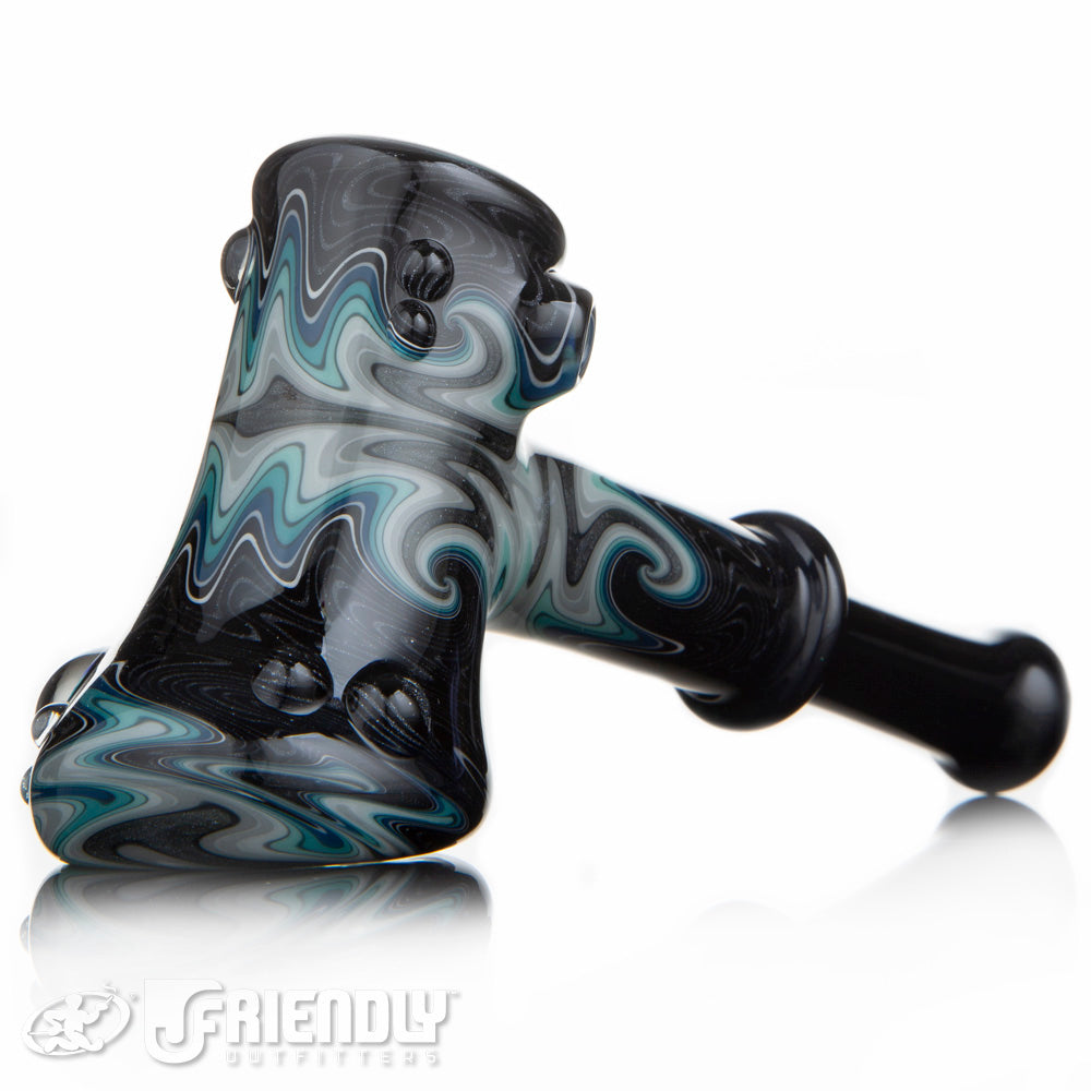 Fat Bottom Glass Black Grey and Blue Wig Wag Hammer