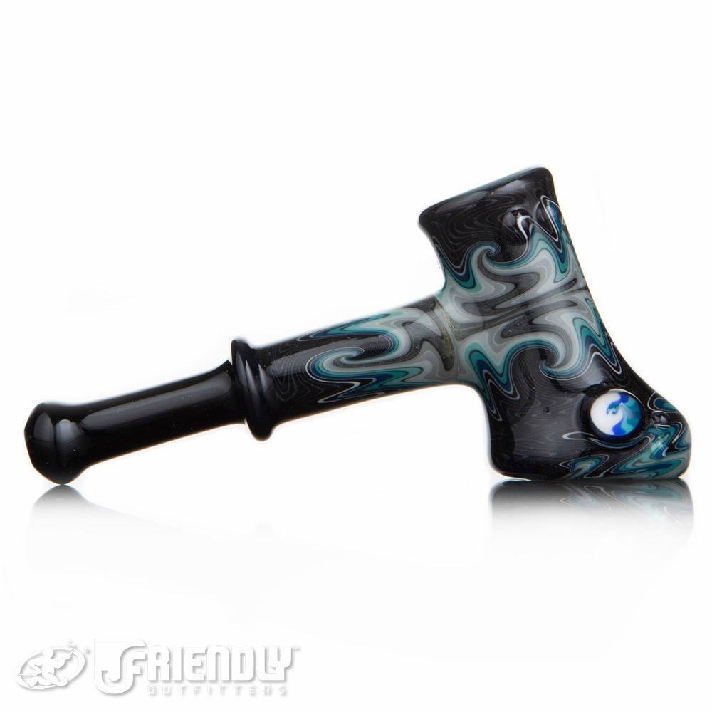 Fat Bottom Glass Black Grey and Blue Wig Wag Hammer