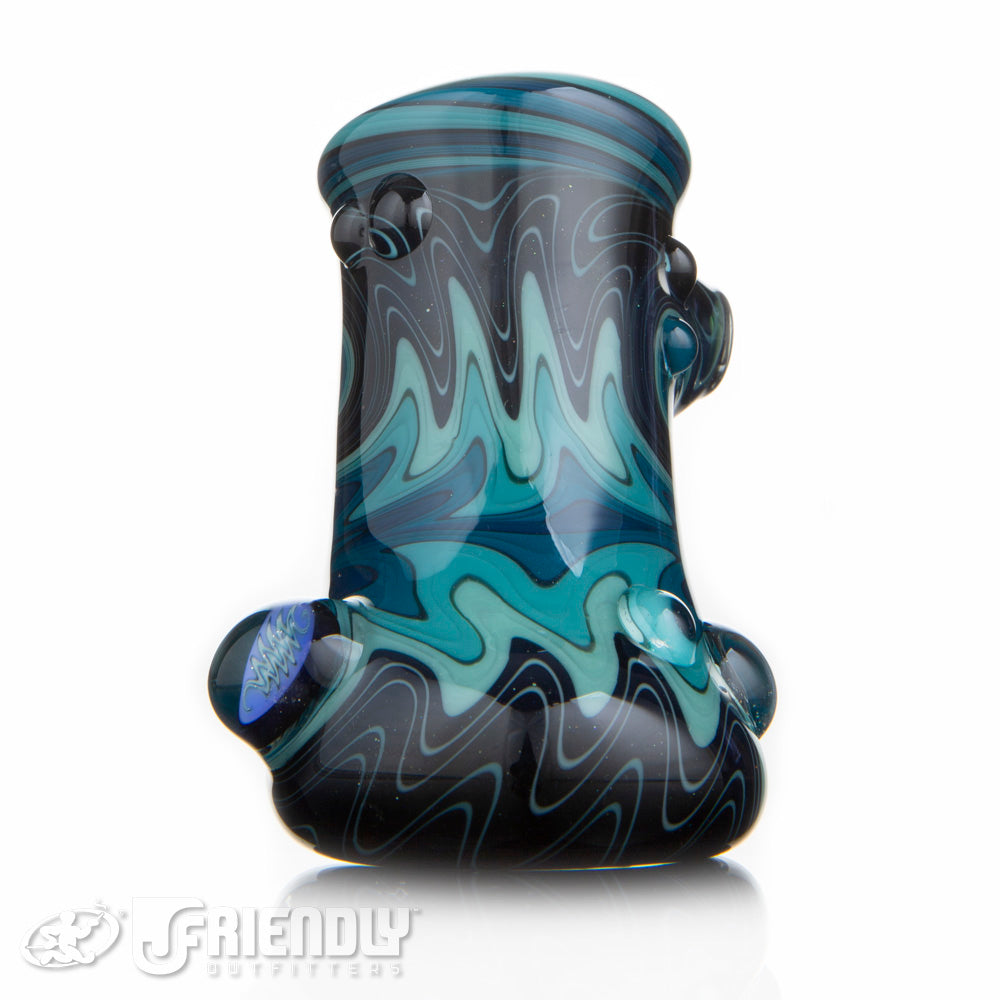 Fat Bottom Glass Aqua and Black Wig Wag Hammer